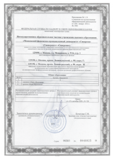 Приложение к лицензии на осуществление образовательной деятельности